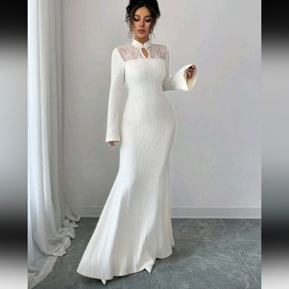 Chinese Style Long Sleeve Stand Collar Patchwork Waist Fitted Casual Elegant - Picture 3 of 5